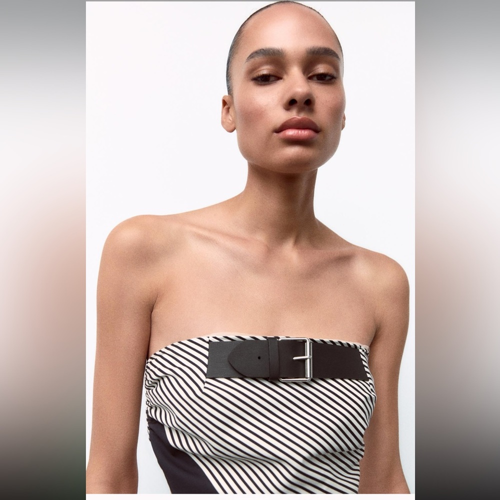 STRIPED BELT POPLIN TOP